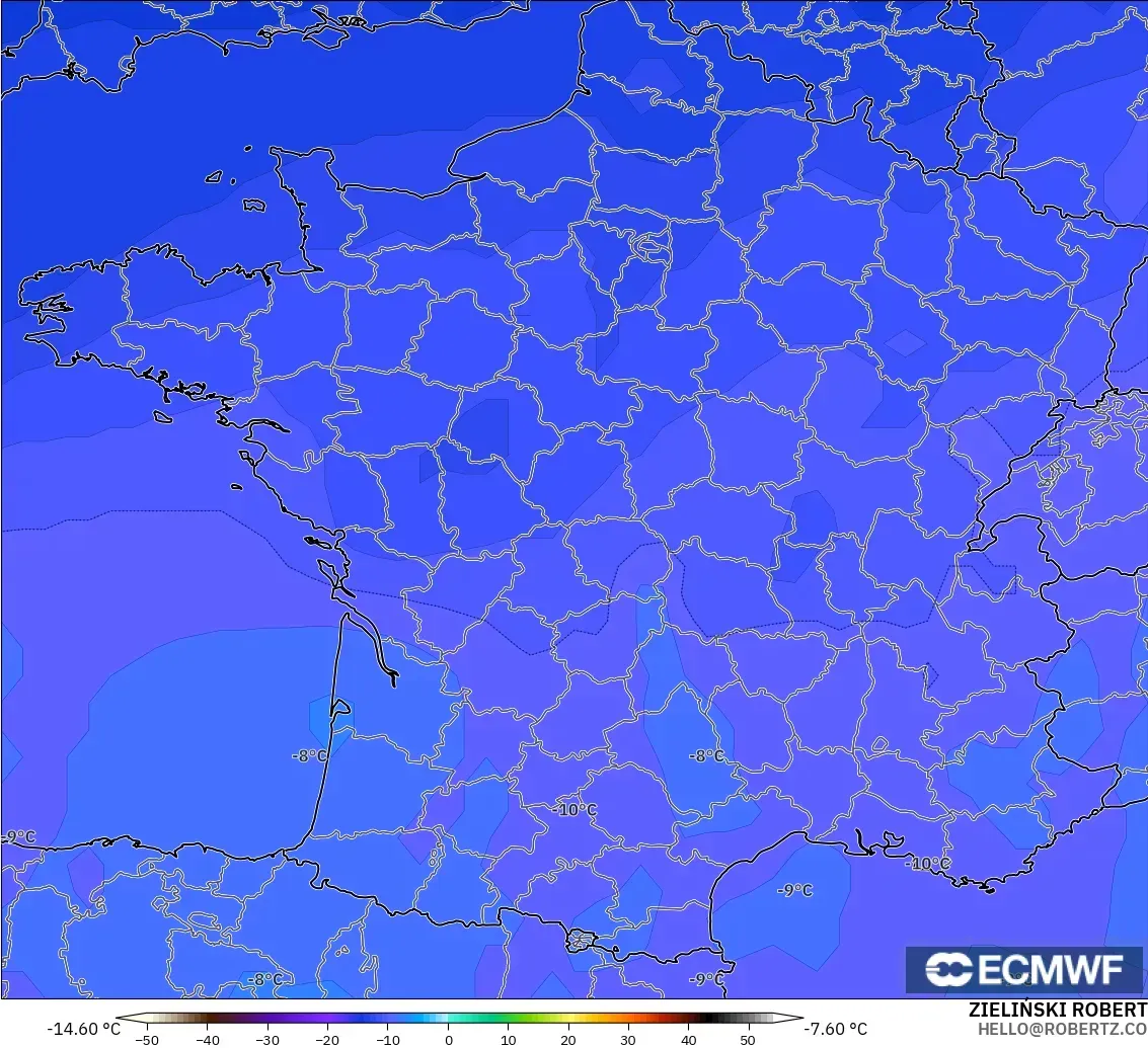 ECMWF IFS 0.25° model - Fransa, 500 hPa Sıcaklık