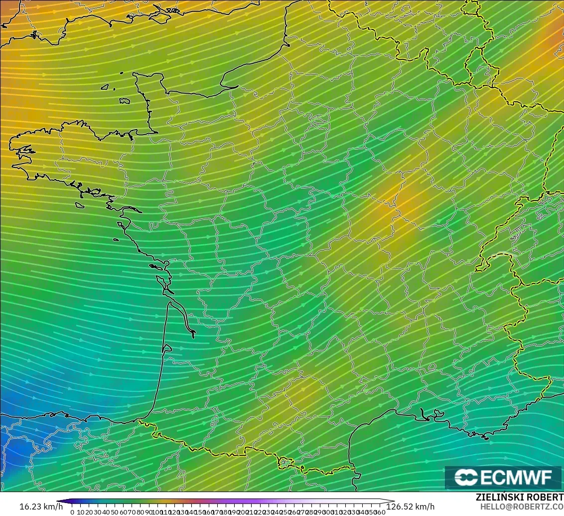 ECMWF IFS 0.25° model - Fransa, 300 hPa Rüzgârı (jet)