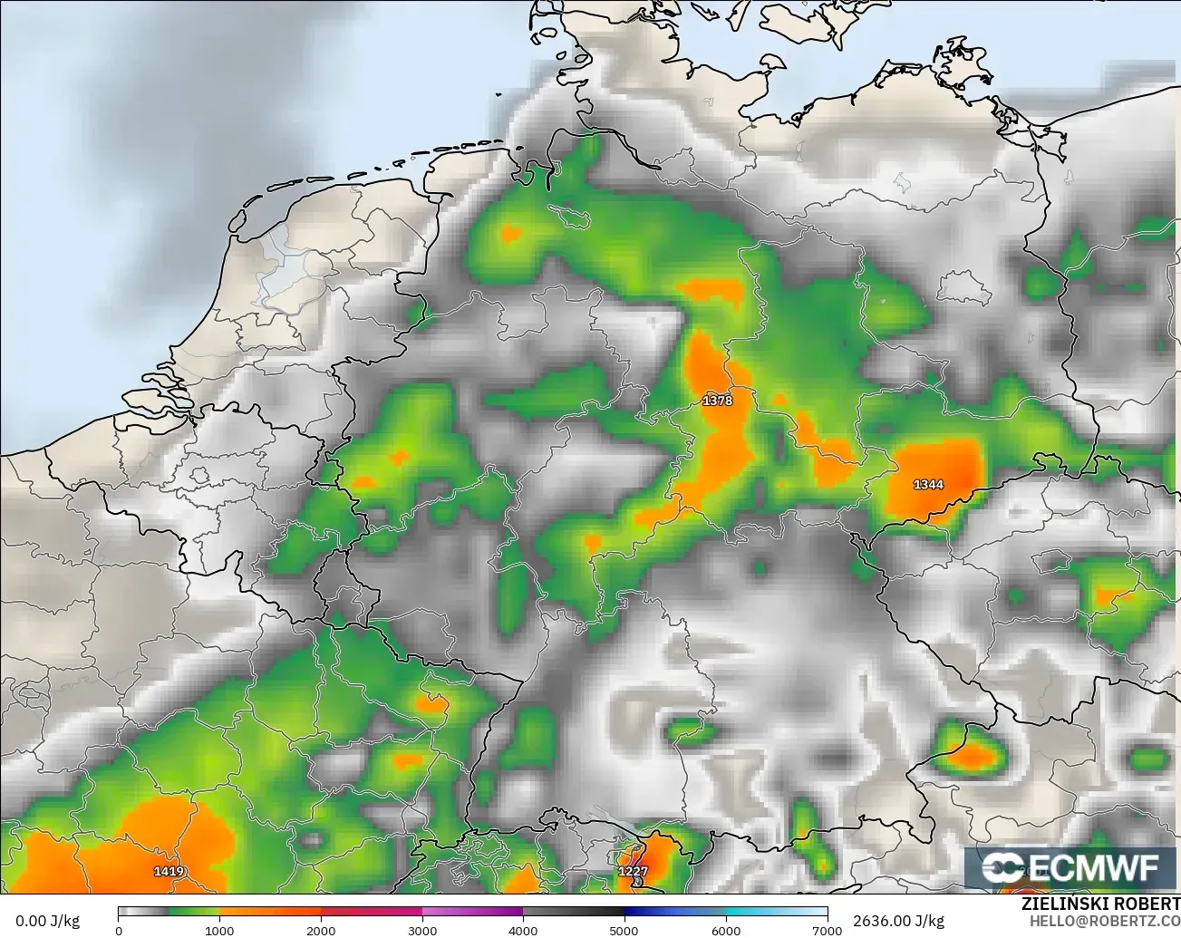ECMWF IFS 0.25° model - Almanya, CAPE