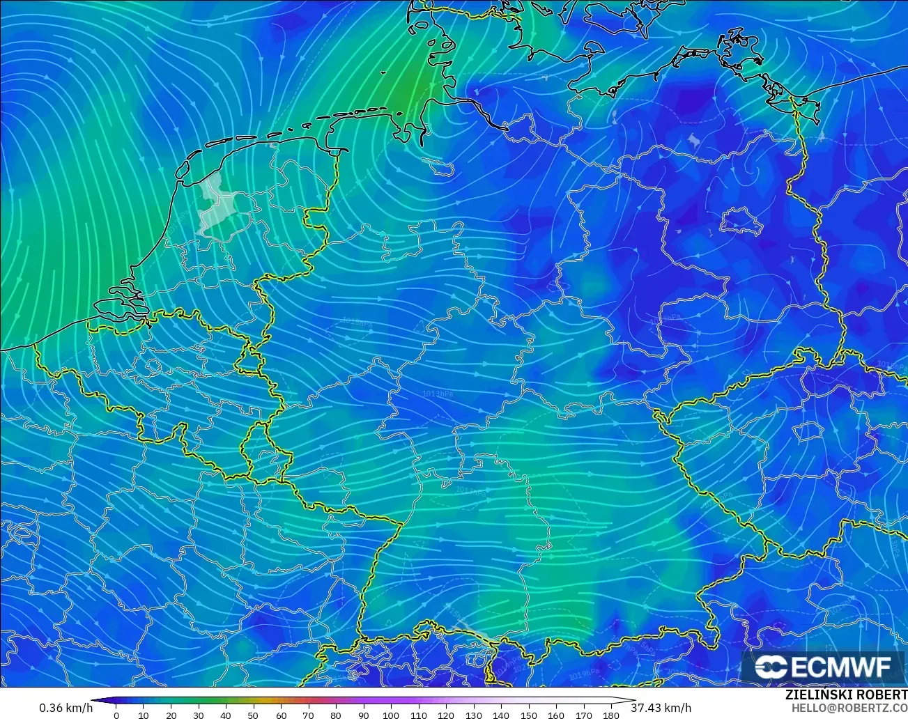 ECMWF IFS 0.25° model - Almanya, 10 m Rüzgâr