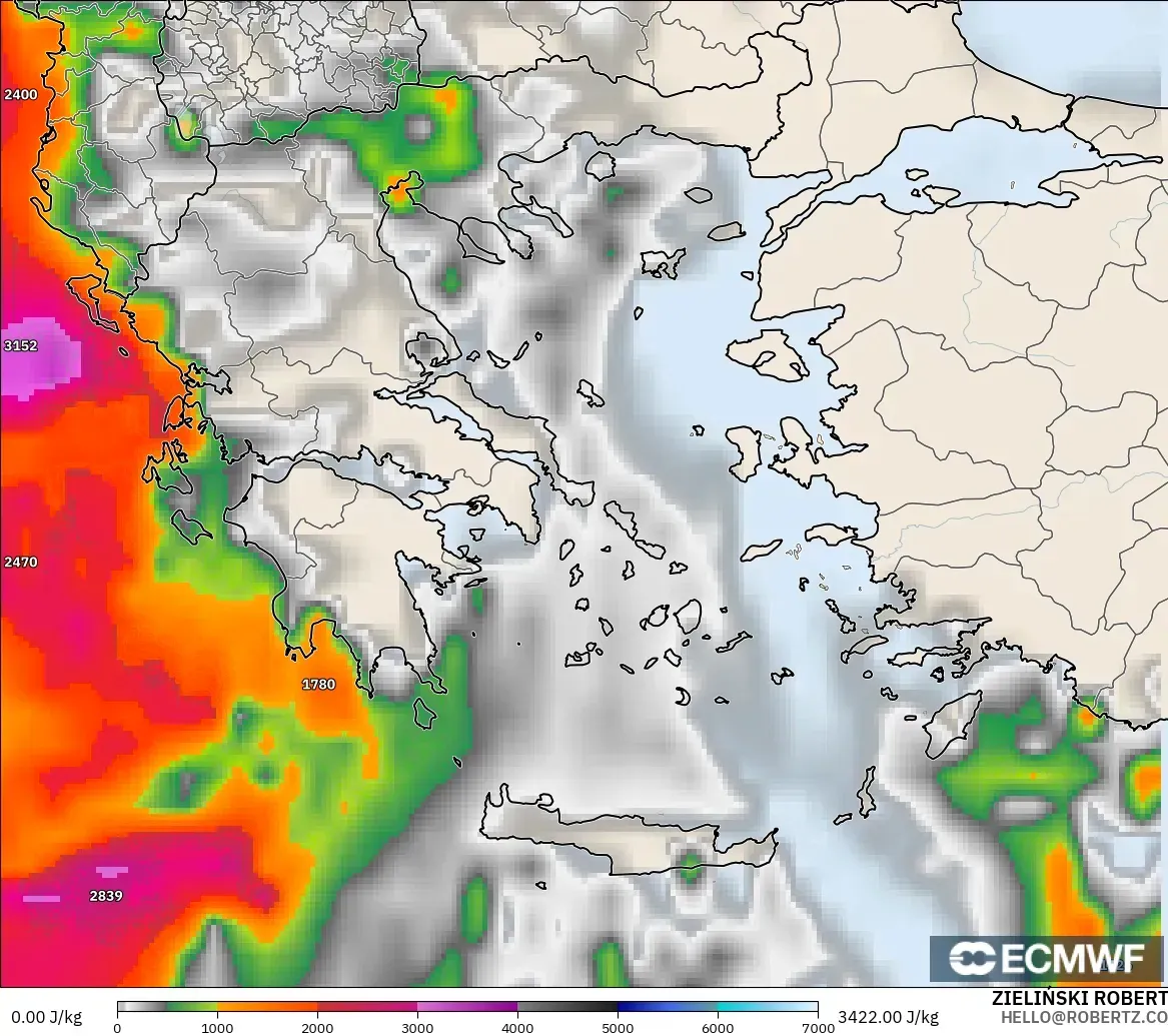 ECMWF IFS 0.25° model - Yunanistan, CAPE