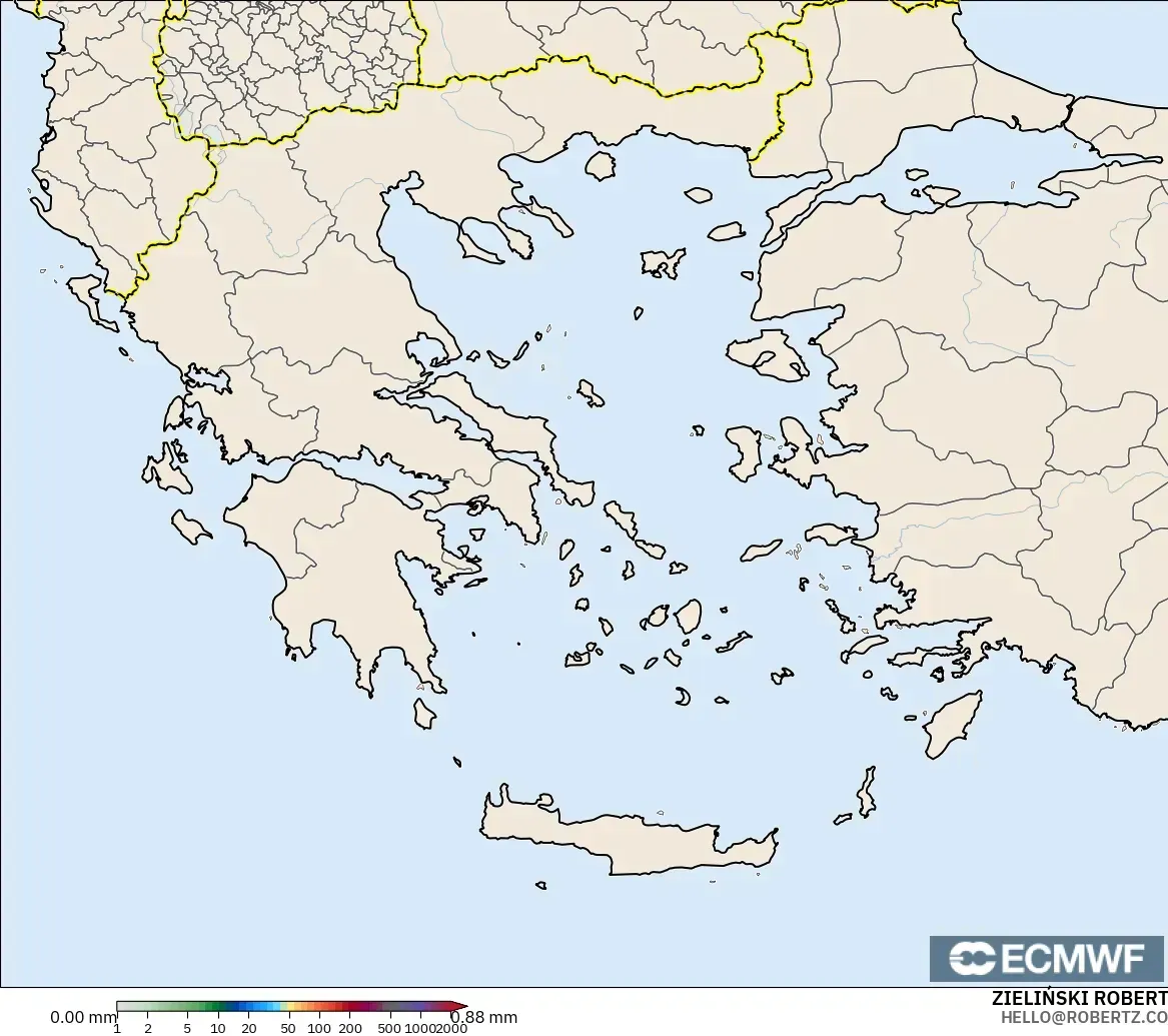 ECMWF IFS 0.25° model - Yunanistan, Yağış Birikimi