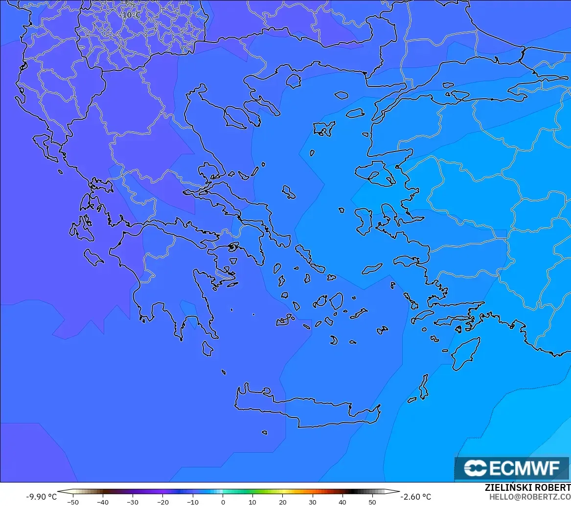 ECMWF IFS 0.25° model - Yunanistan, 500 hPa Sıcaklık