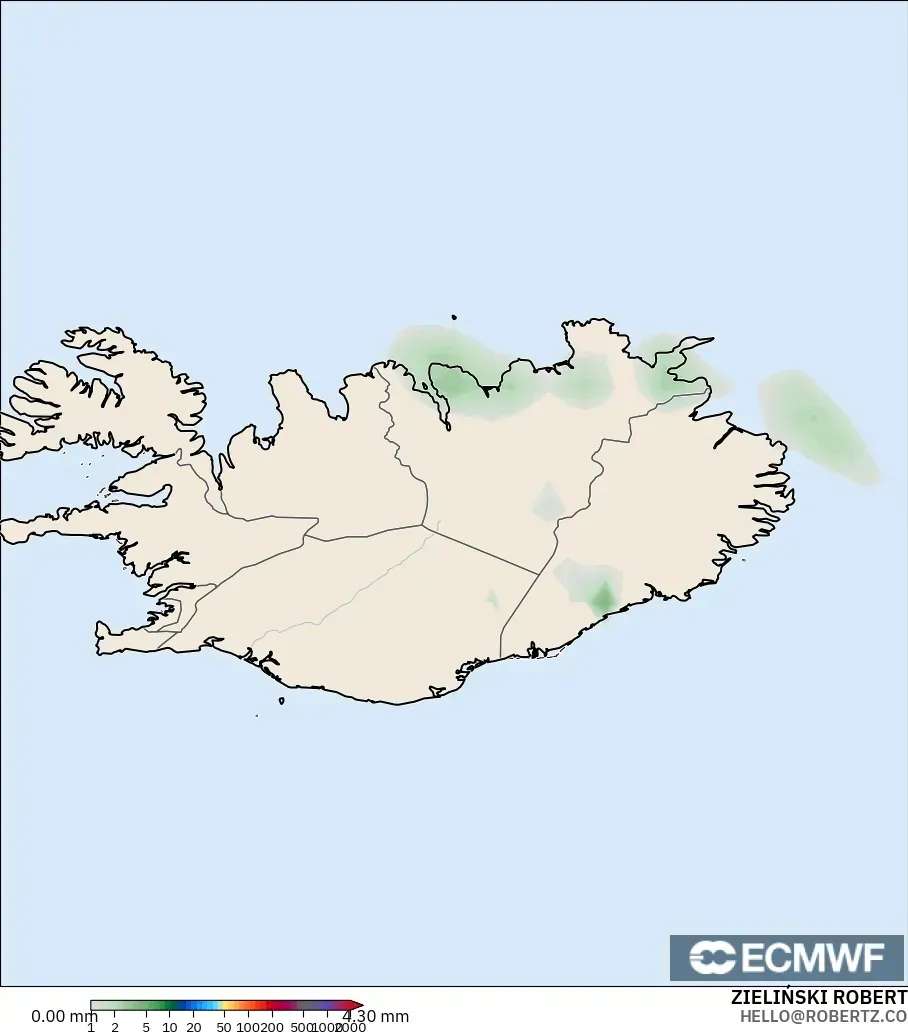 ECMWF IFS 0.25° model - İzlanda, Yağış Birikimi