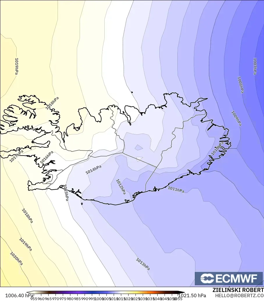 ECMWF IFS 0.25° model - İzlanda, Basınç