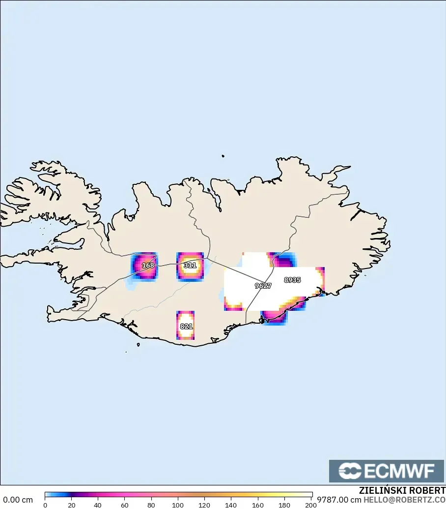 ECMWF IFS 0.25° model - İzlanda, Kar Kalınlığı