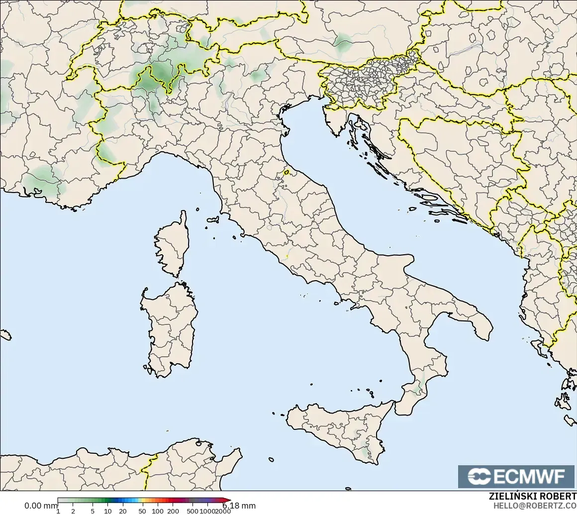 ECMWF IFS 0.25° model - İtalya, Yağış Birikimi