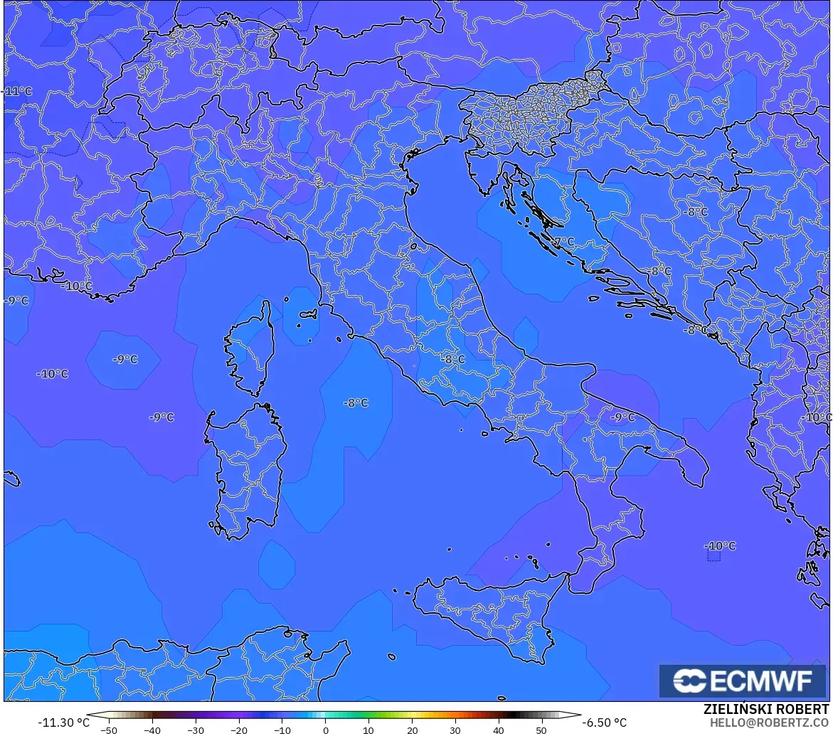 ECMWF IFS 0.25° model - İtalya, 500 hPa Sıcaklık
