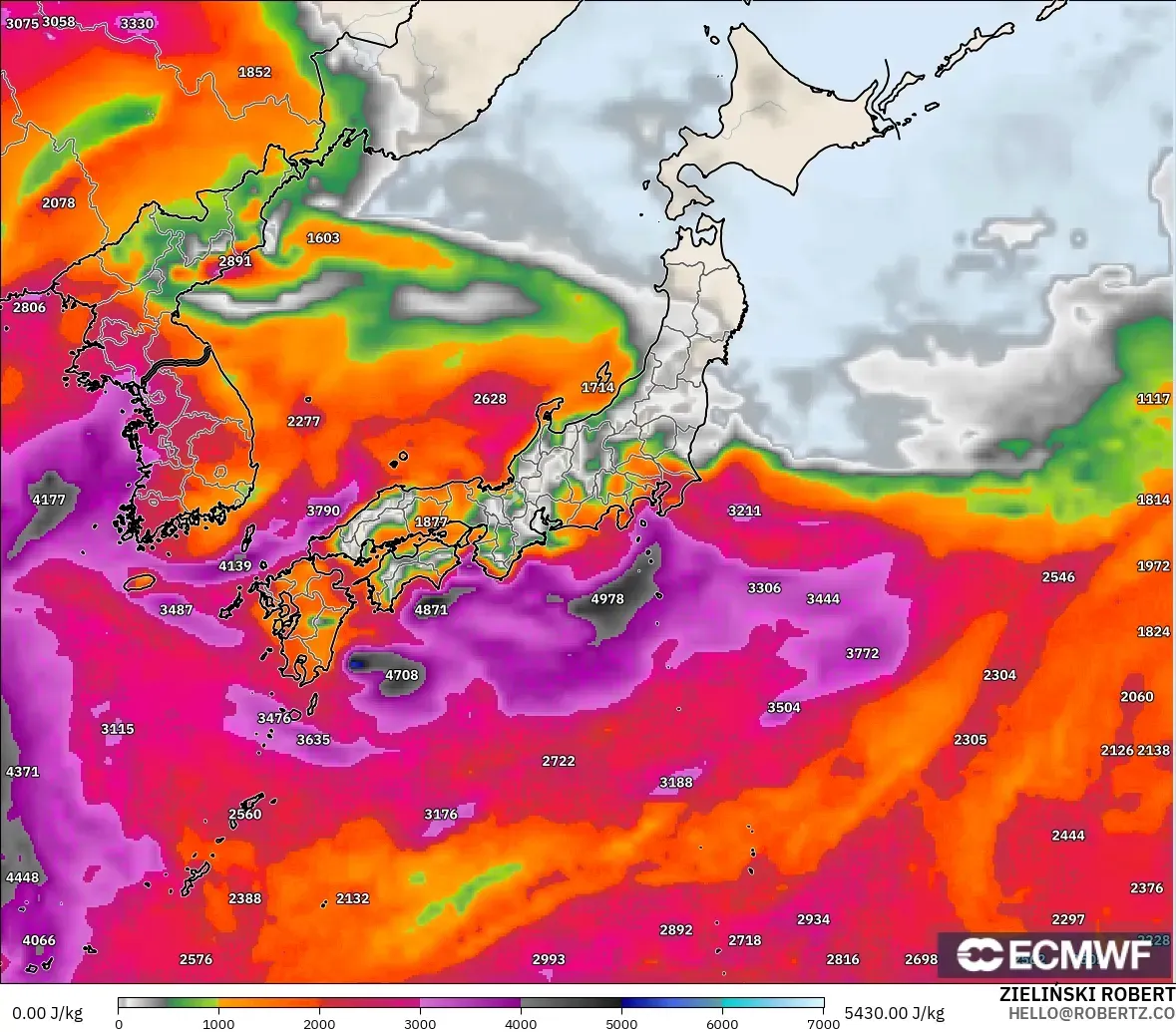 ECMWF IFS 0.25° model - Japonya, CAPE