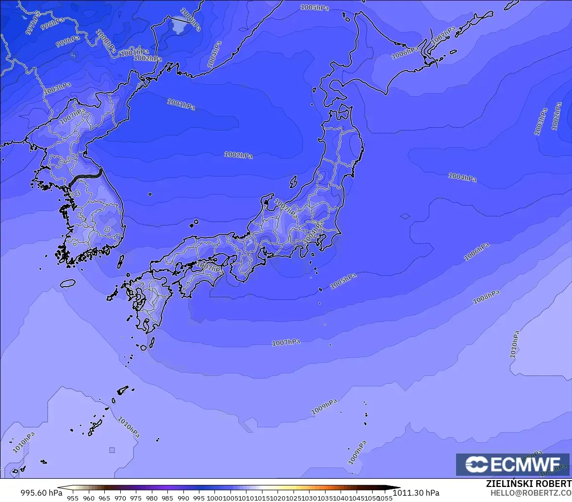 ECMWF IFS 0.25° model - Japonya, Basınç