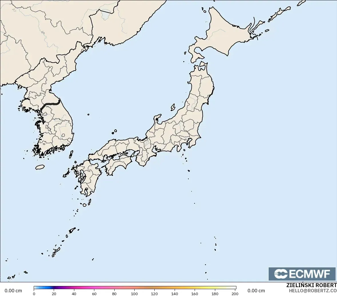 ECMWF IFS 0.25° model - Japonya, Kar Kalınlığı