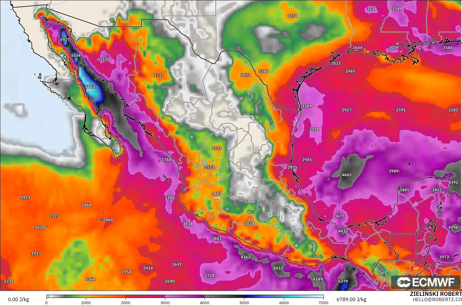 ECMWF IFS 0.25° model - Meksika, CAPE