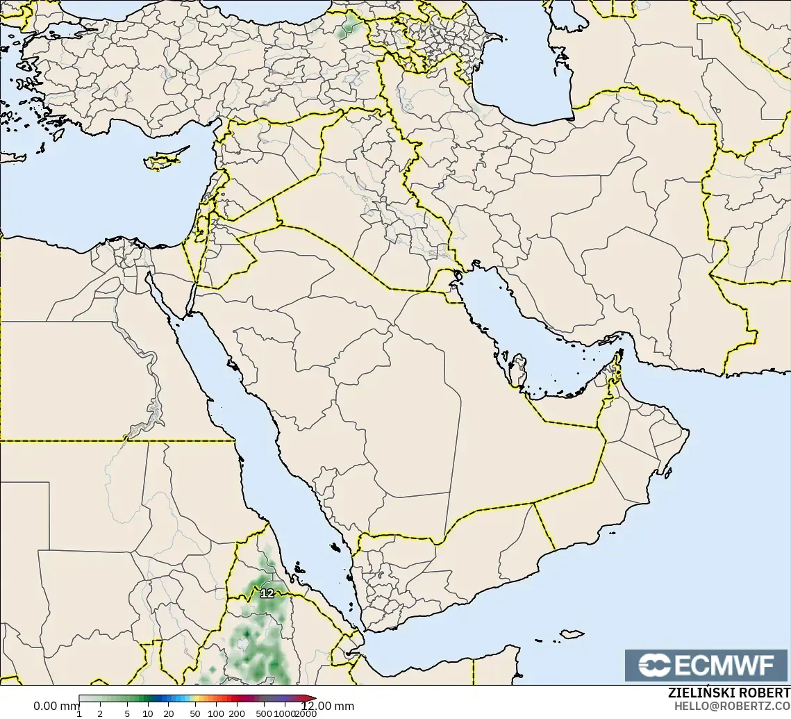 ECMWF IFS 0.25° model - Orta Doğu, Yağış Birikimi