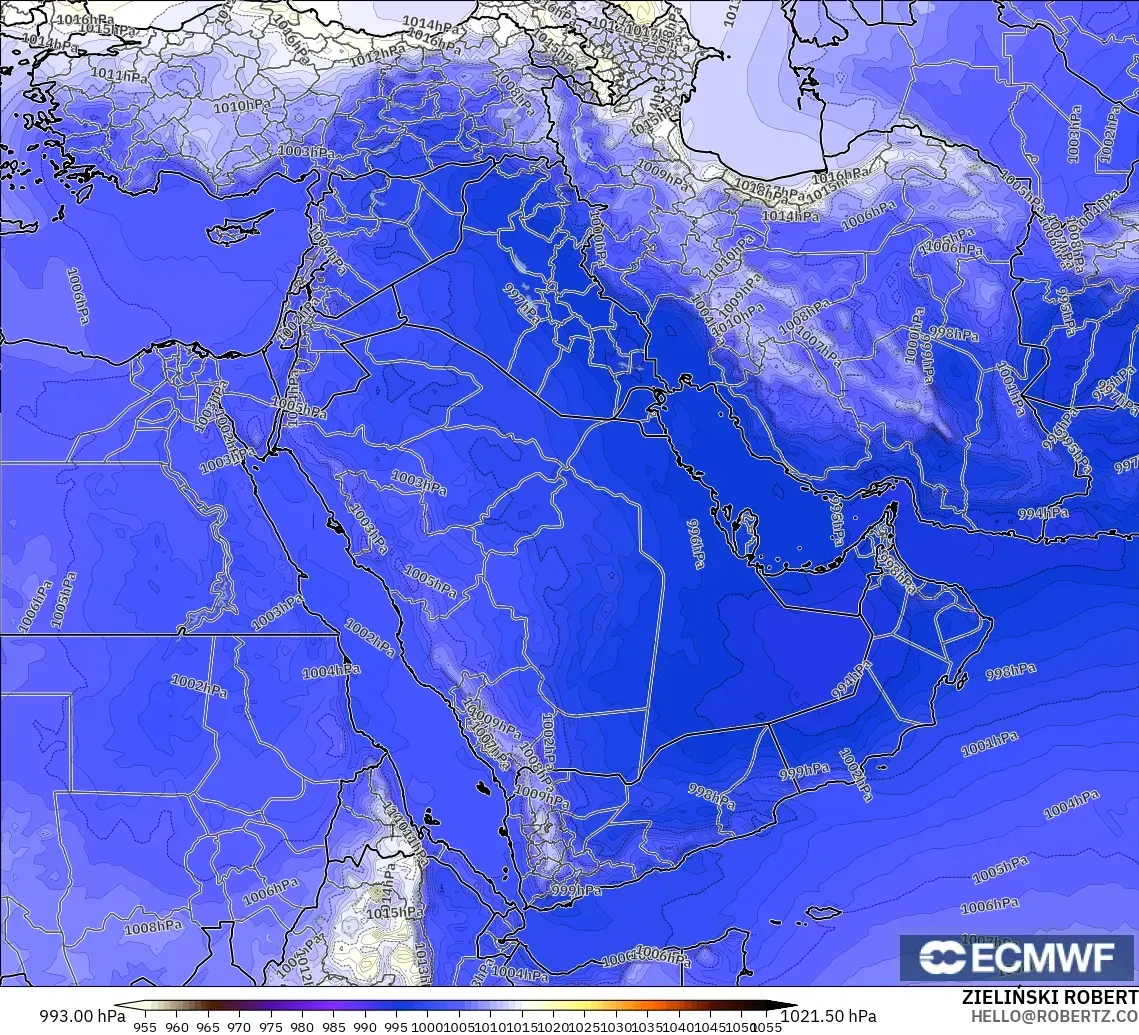 ECMWF IFS 0.25° model - Orta Doğu, Basınç