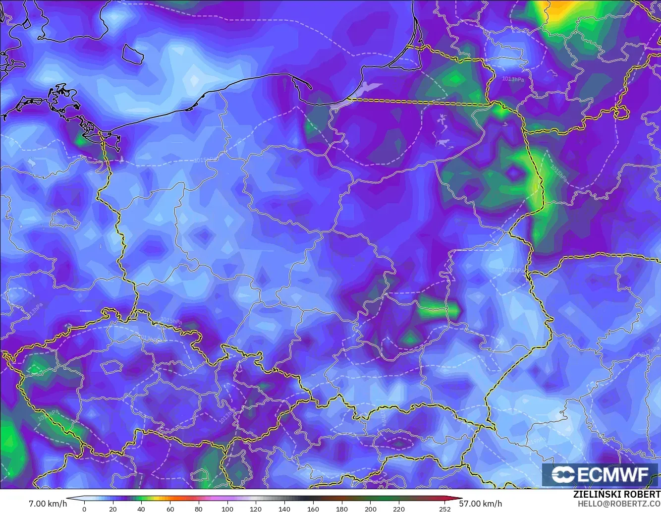 ECMWF IFS 0.25° model - Polonya, Rüzgâr Esintileri