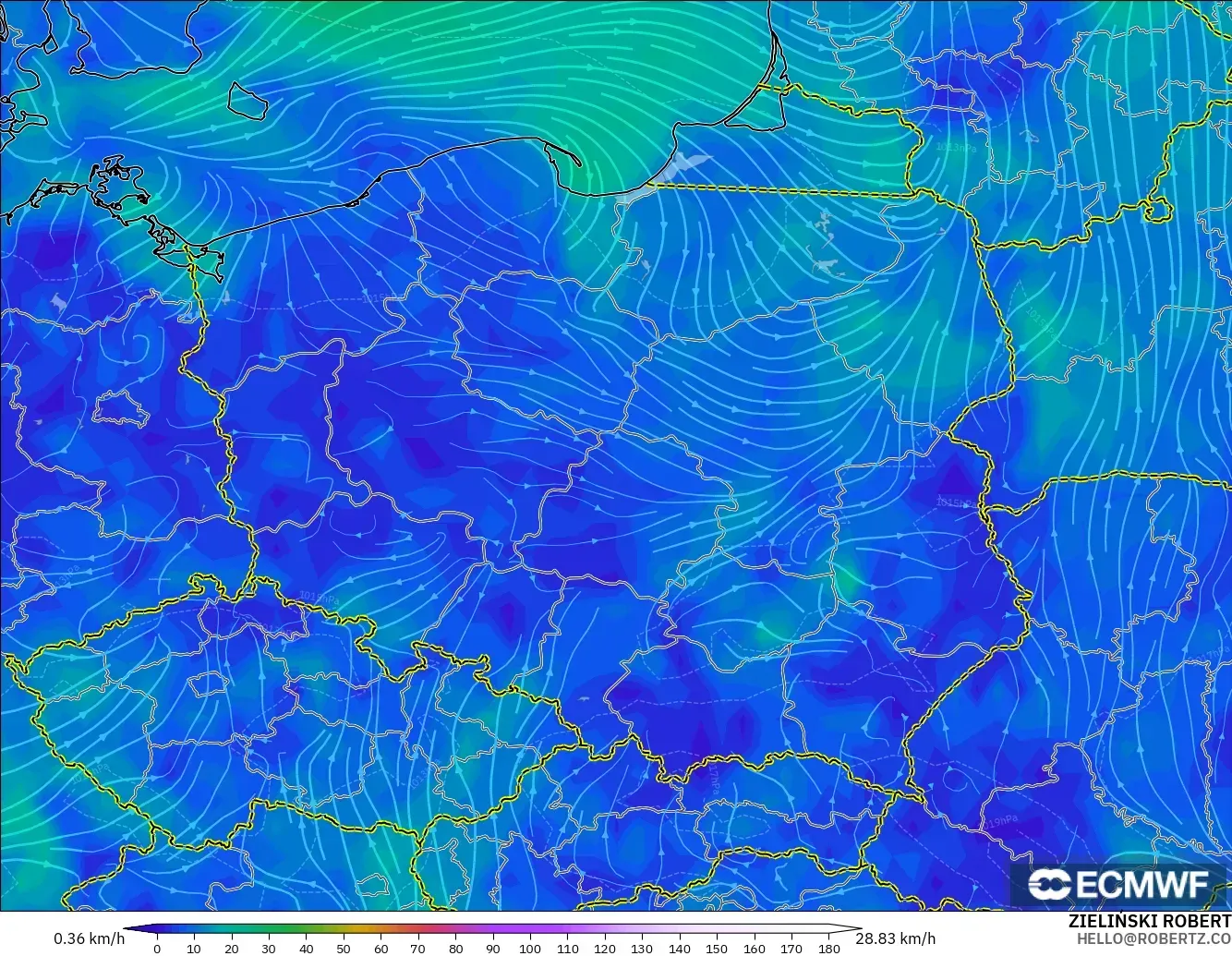 ECMWF IFS 0.25° model - Polonya, 10 m Rüzgâr