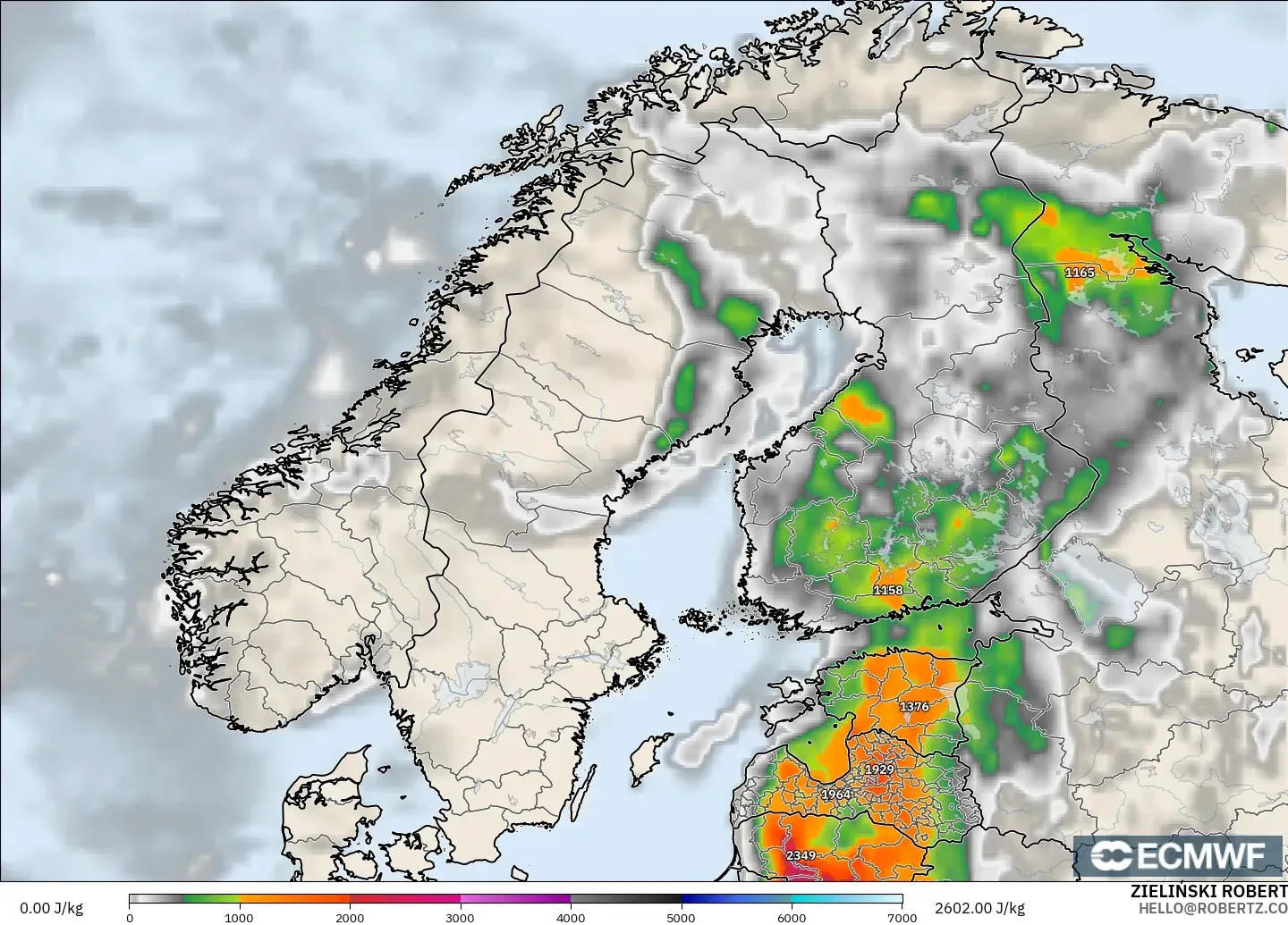 ECMWF IFS 0.25° model - İskandinavya, CAPE