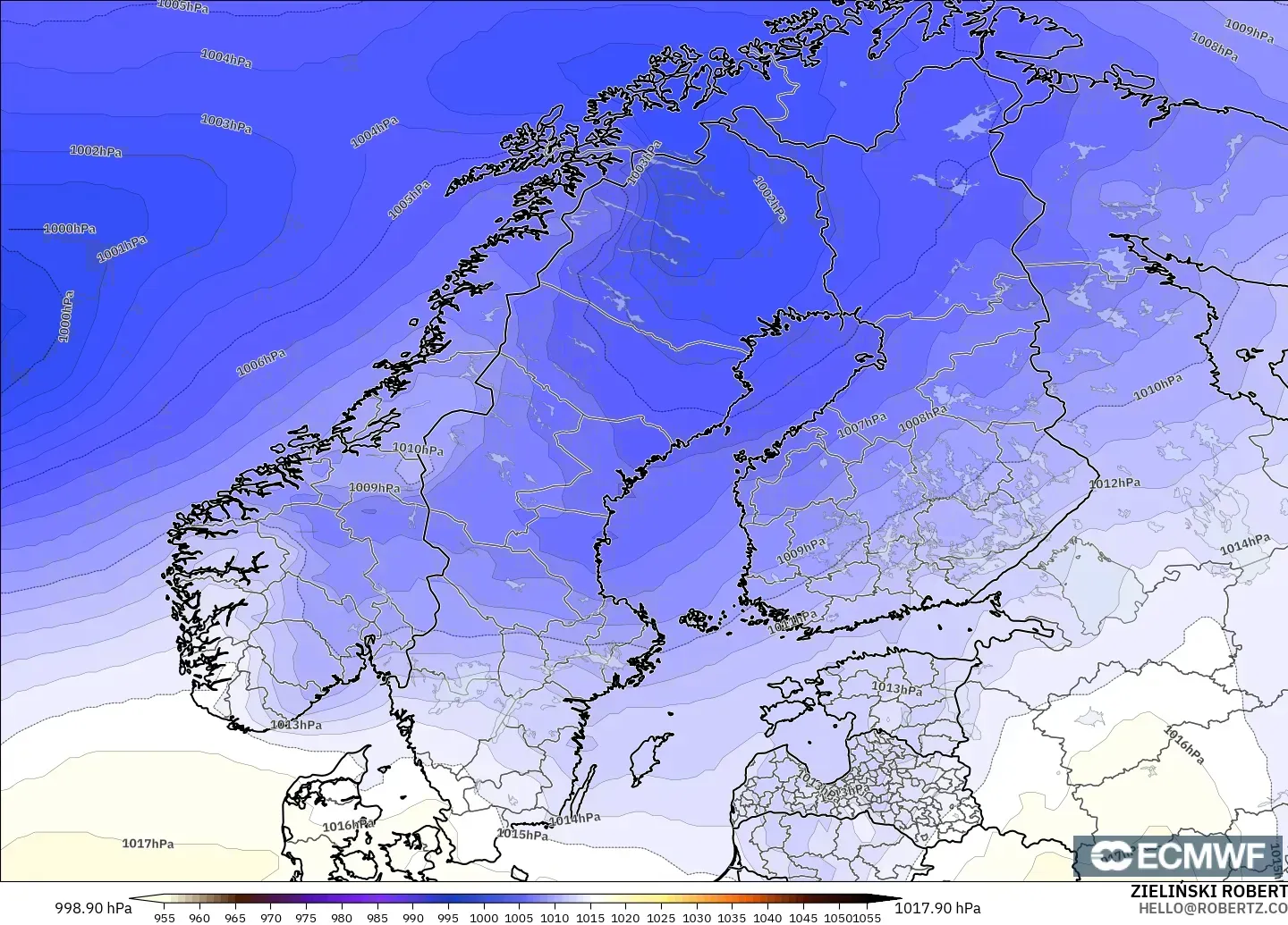 ECMWF IFS 0.25° model - İskandinavya, Basınç