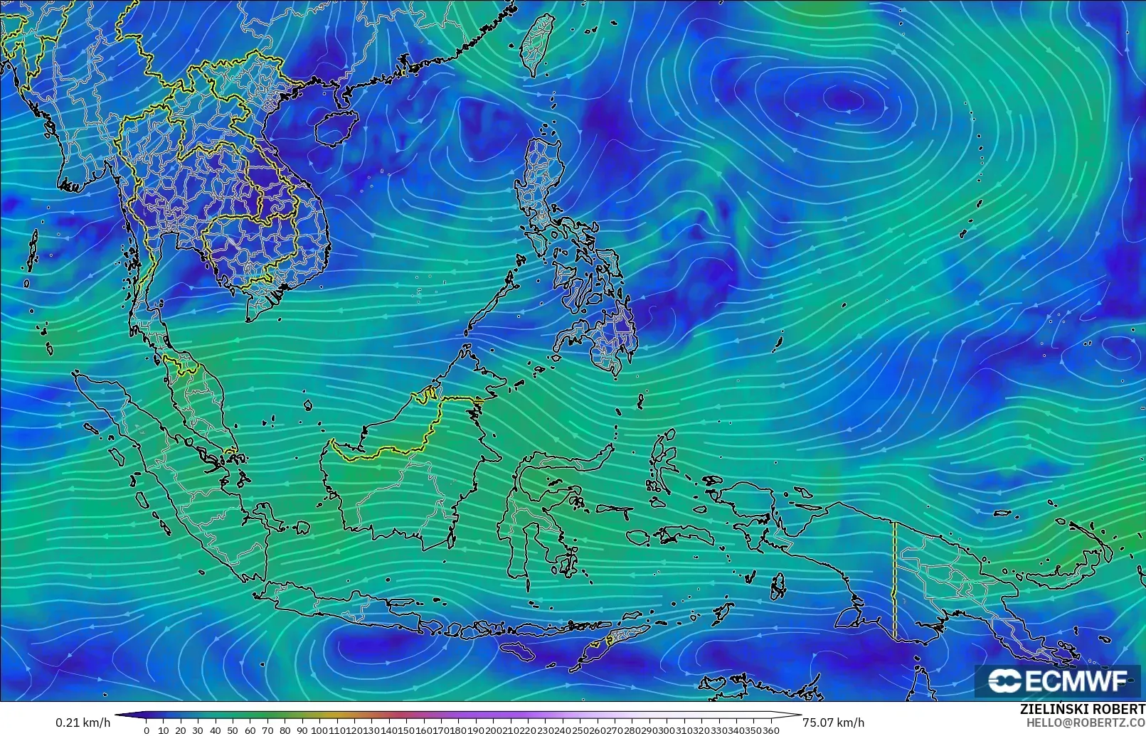 ECMWF IFS 0.25° model - Güneydoğu Asya, 300 hPa Rüzgârı (jet)
