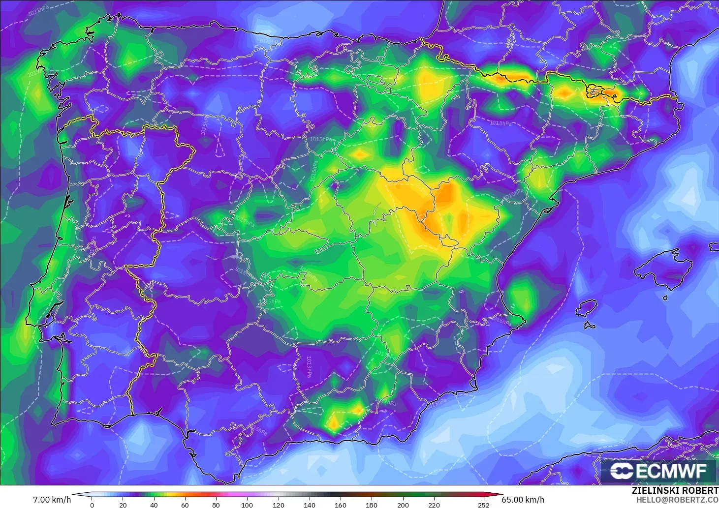 ECMWF IFS 0.25° model - İspanya, Rüzgâr Esintileri