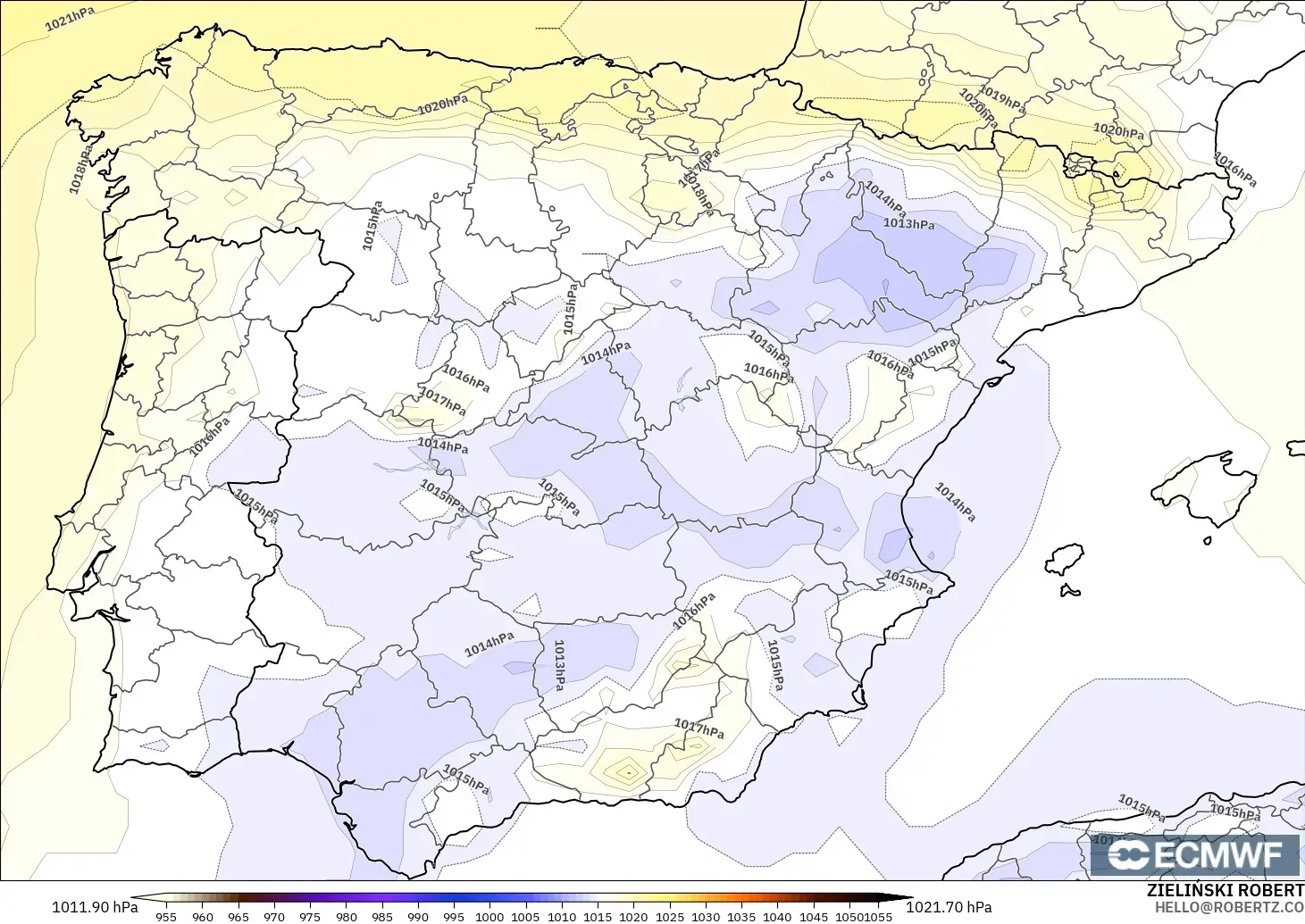ECMWF IFS 0.25° model - İspanya, Basınç