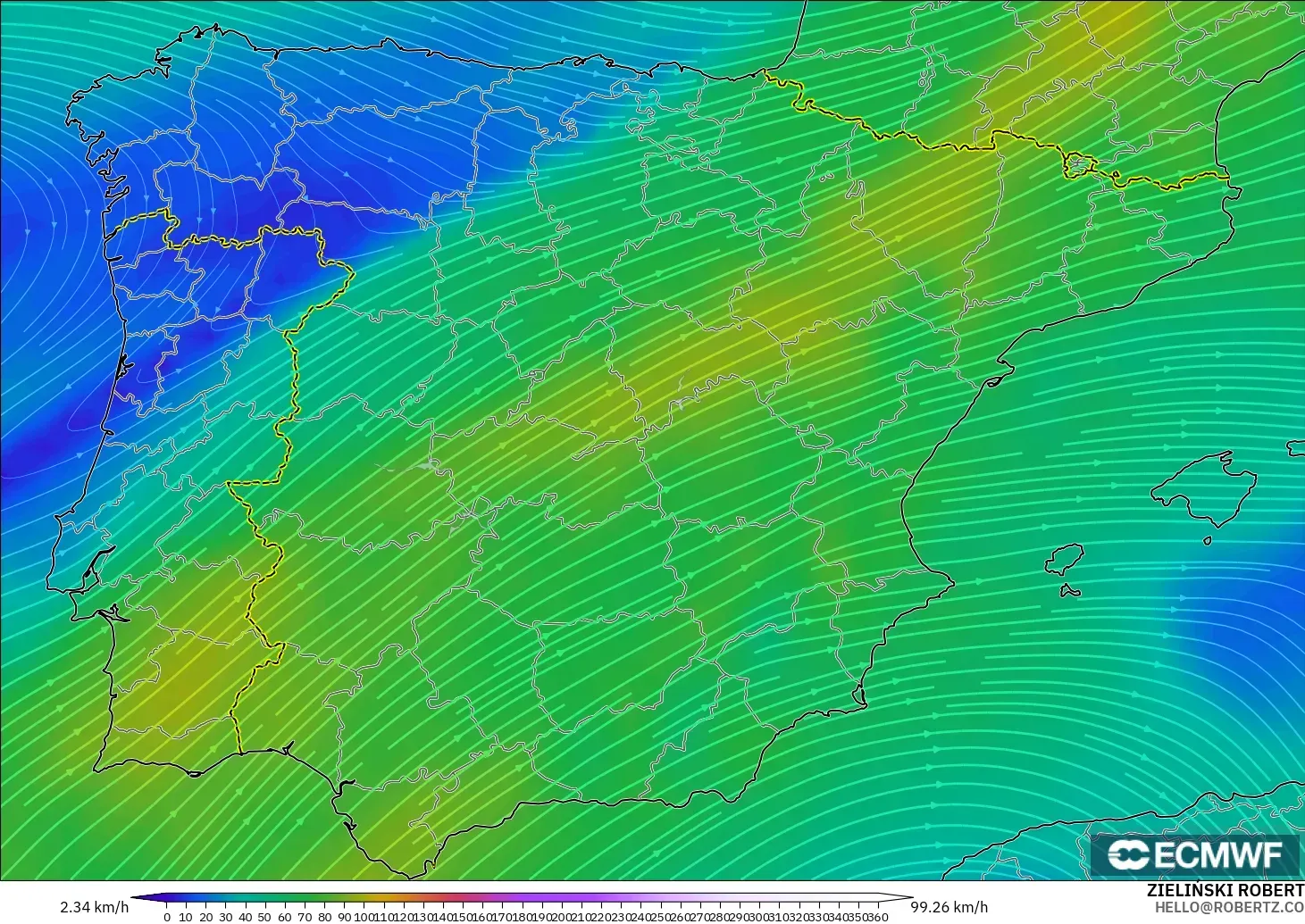 ECMWF IFS 0.25° model - İspanya, 300 hPa Rüzgârı (jet)