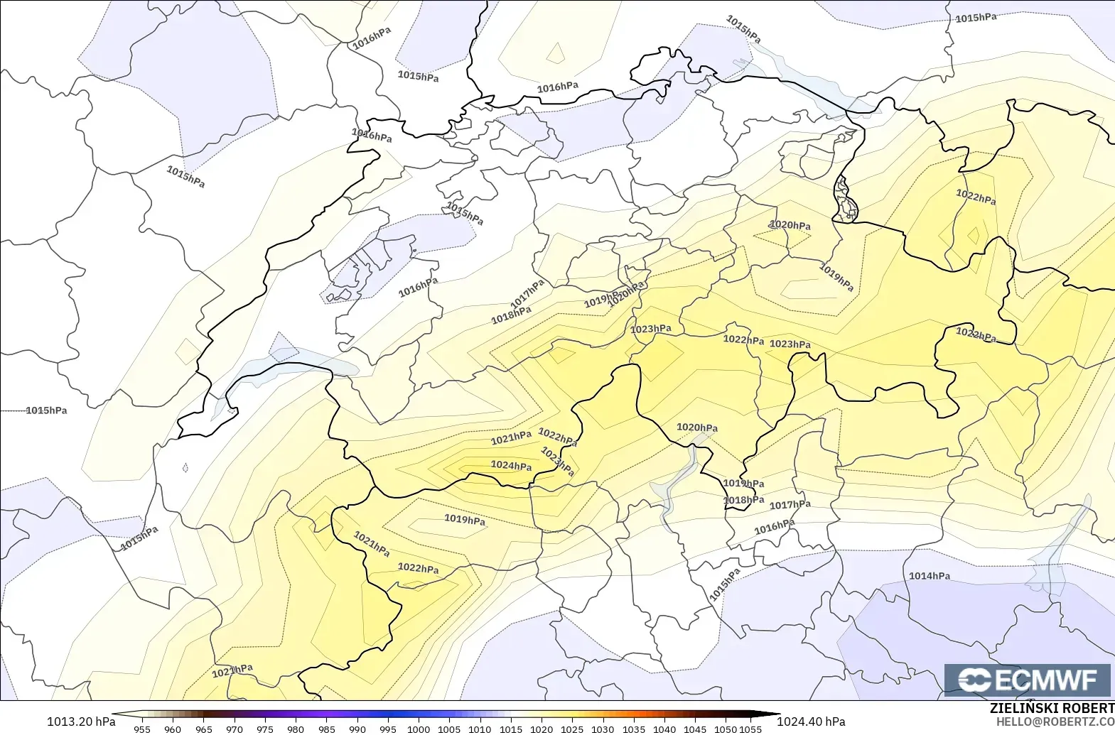 ECMWF IFS 0.25° model - İsviçre, Basınç