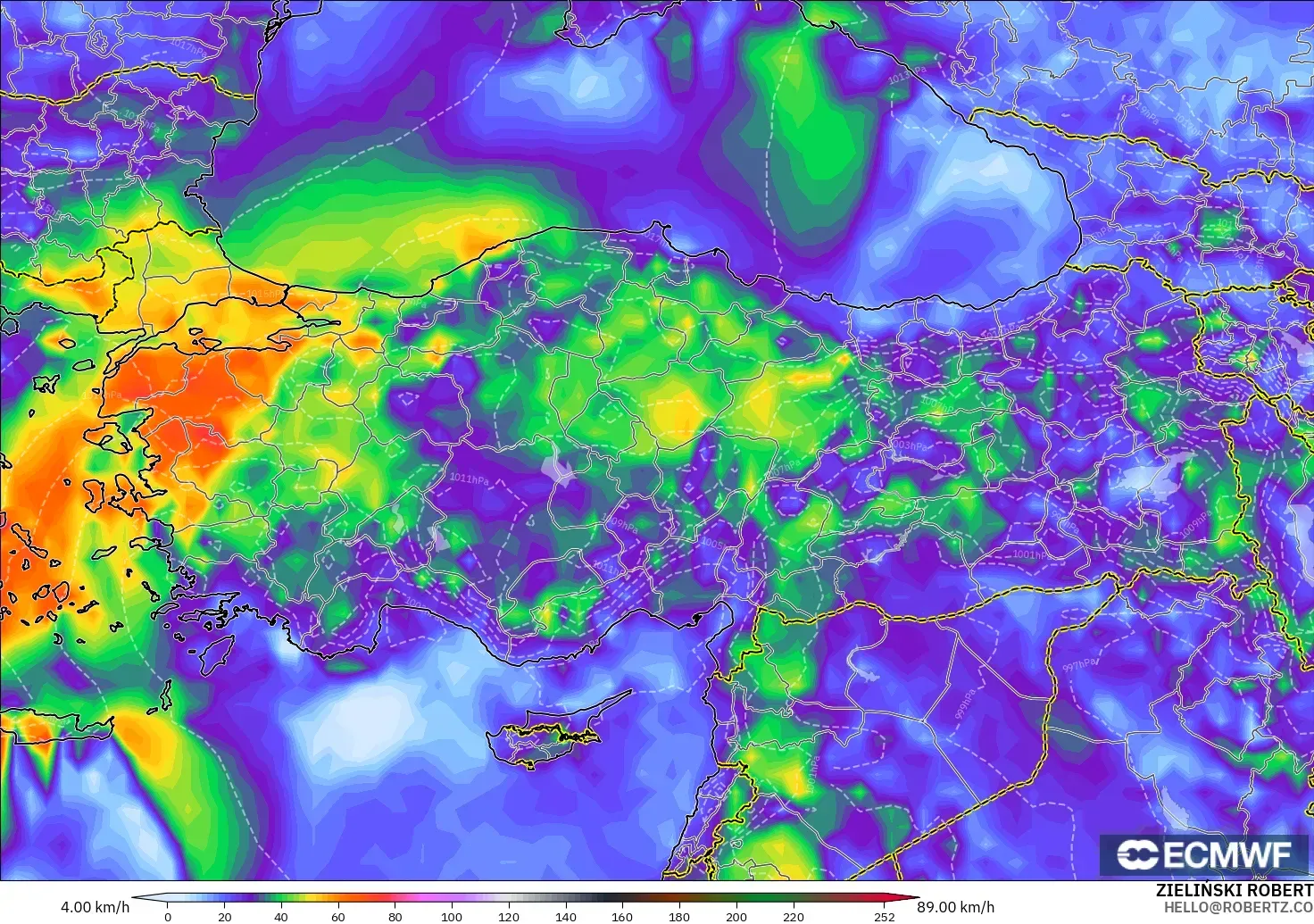 ECMWF IFS 0.25° model - Türkiye, Rüzgâr Esintileri