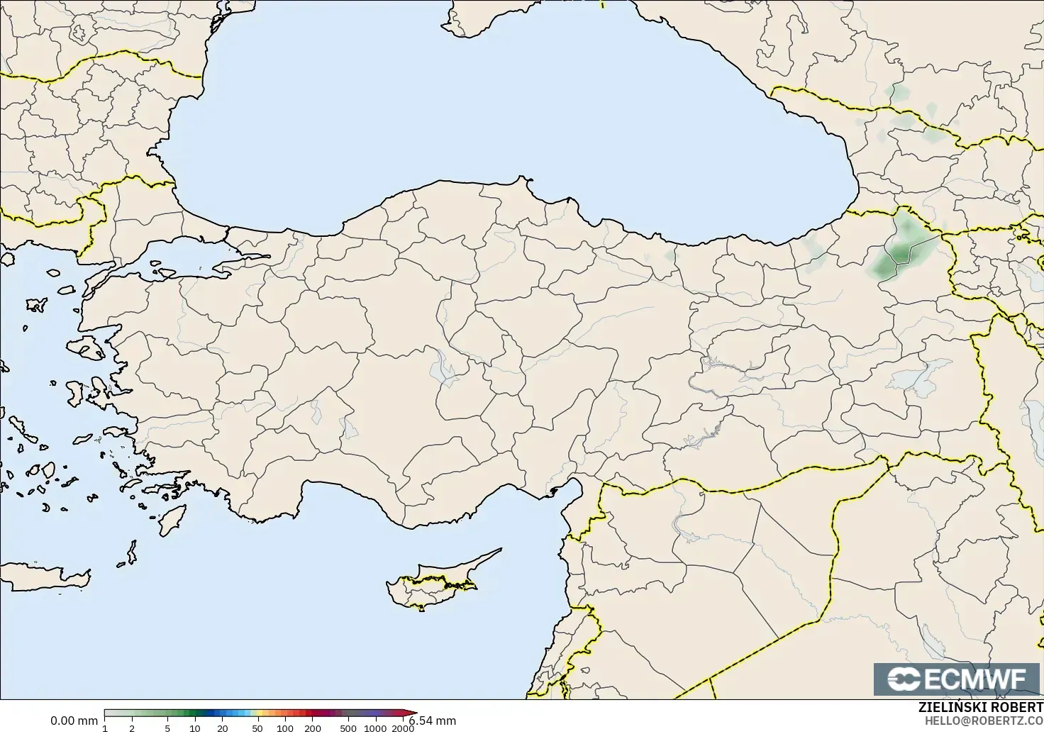 ECMWF IFS 0.25° model - Türkiye, Yağış Birikimi