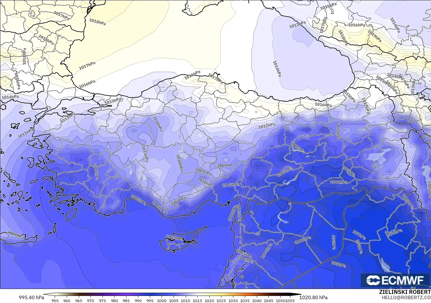 ECMWF IFS 0.25° model - Türkiye, Basınç