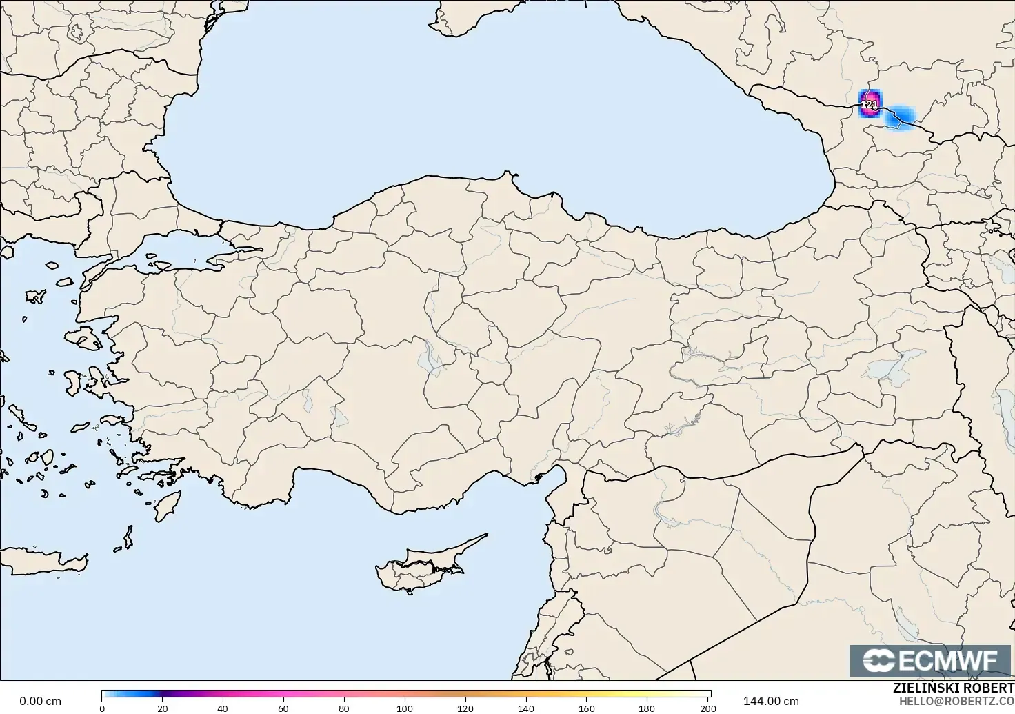 ECMWF IFS 0.25° model - Türkiye, Kar Kalınlığı