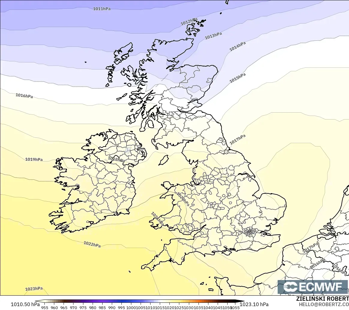 ECMWF IFS 0.25° model - Birleşik Krallık, Basınç