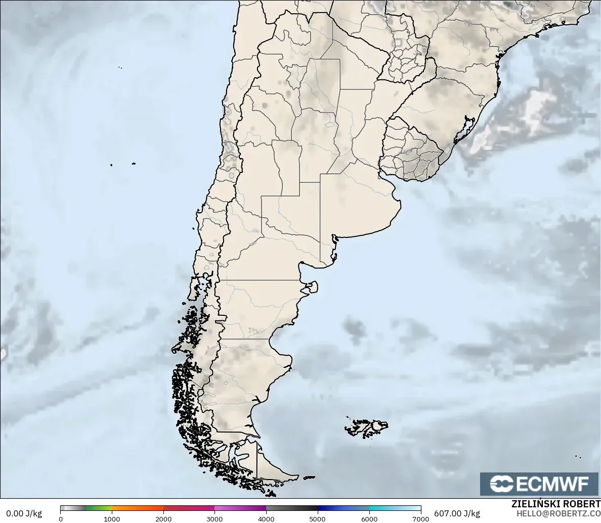 ECMWF IFS 0.25° model - Arjantin, CAPE