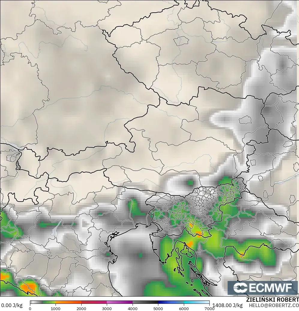 ECMWF IFS 0.25° model - Avusturya, CAPE
