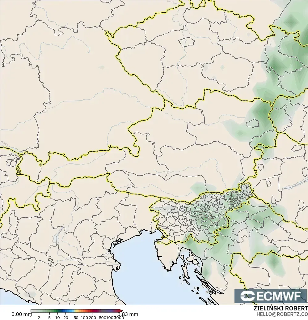 ECMWF IFS 0.25° model - Avusturya, Yağış Birikimi