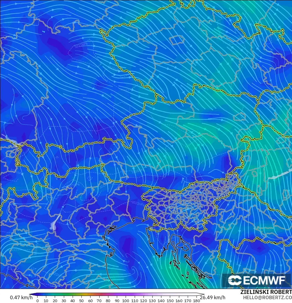 ECMWF IFS 0.25° model - Avusturya, 10 m Rüzgâr