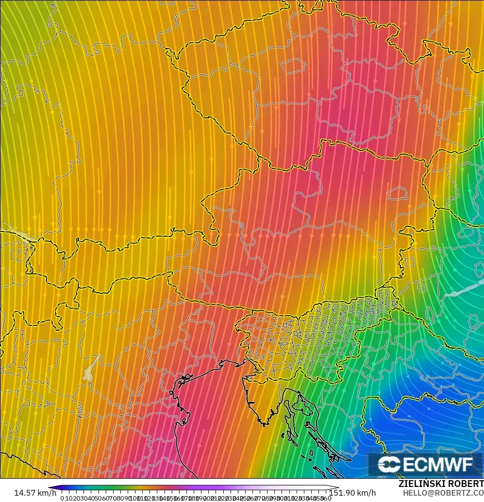 ECMWF IFS 0.25° model - Avusturya, 300 hPa Rüzgârı (jet)