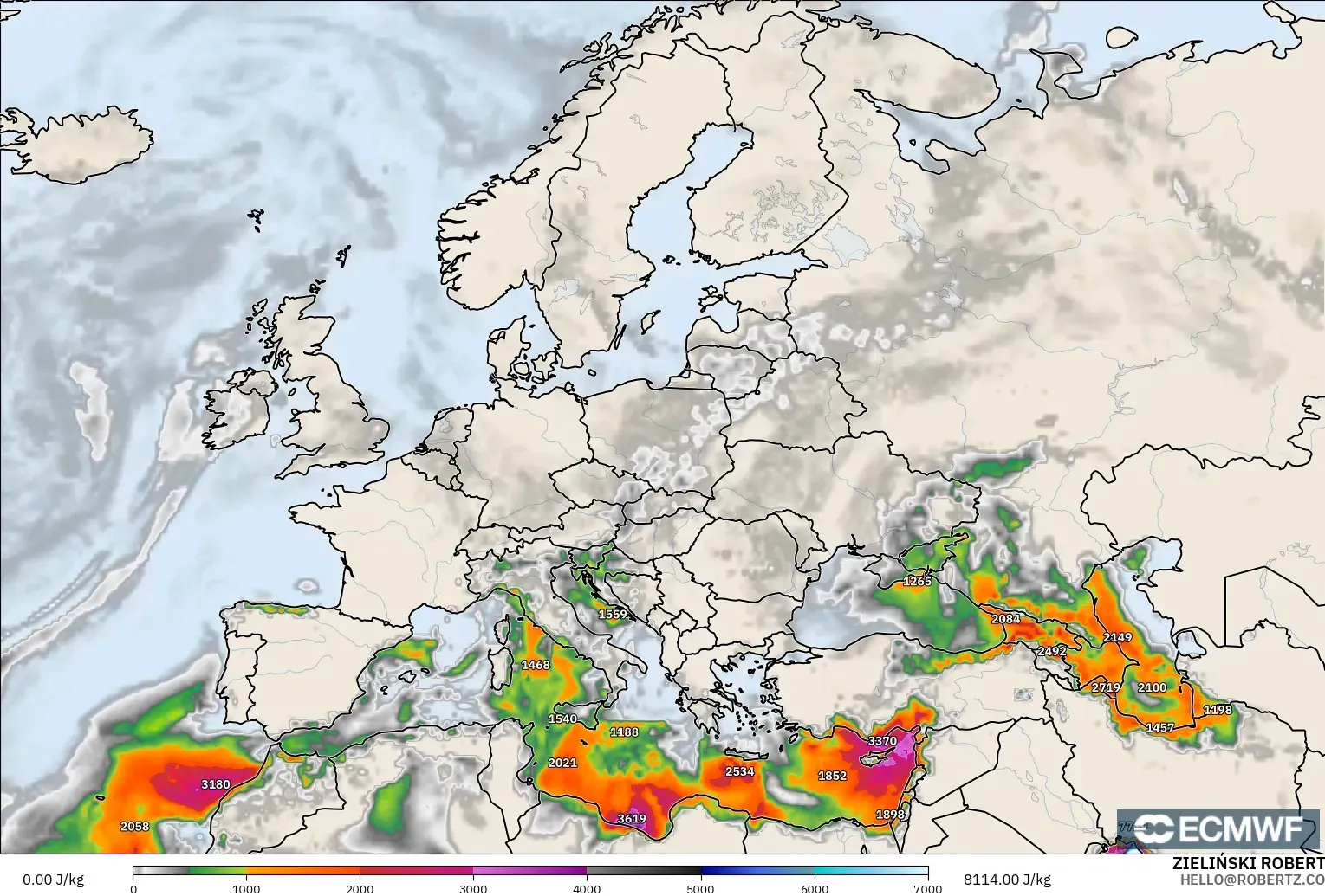 ECMWF IFS 0.25° model - Avrupa, CAPE