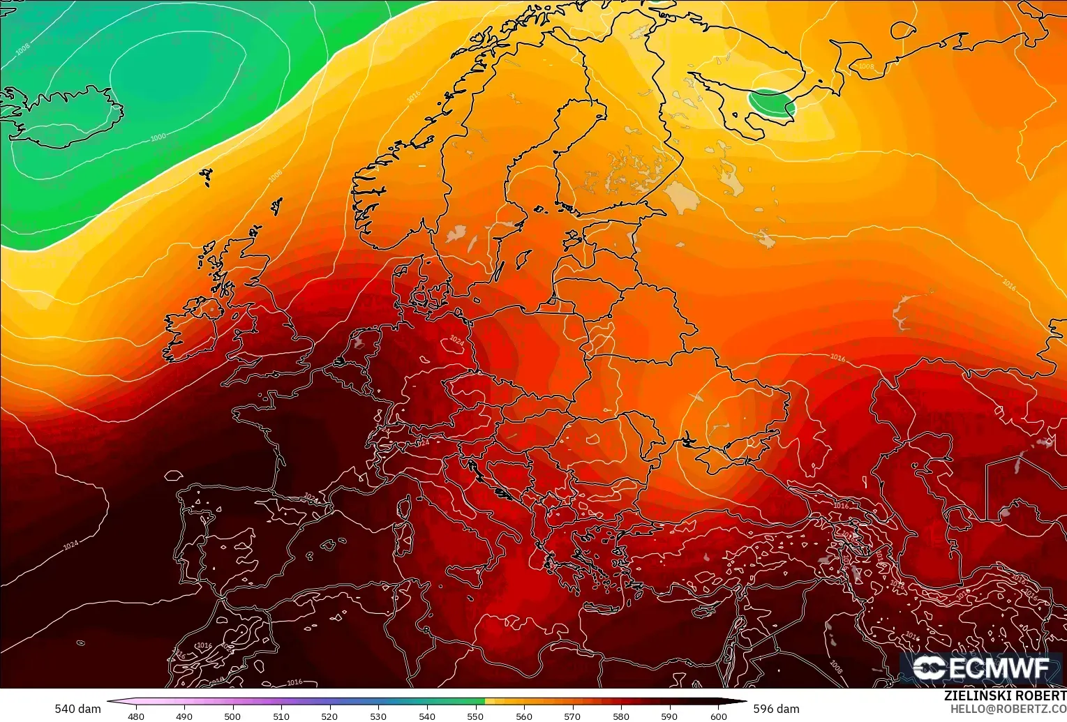 ECMWF IFS 0.25° model - Avrupa, 500 hPa’da jeopotansiyel yükseklik