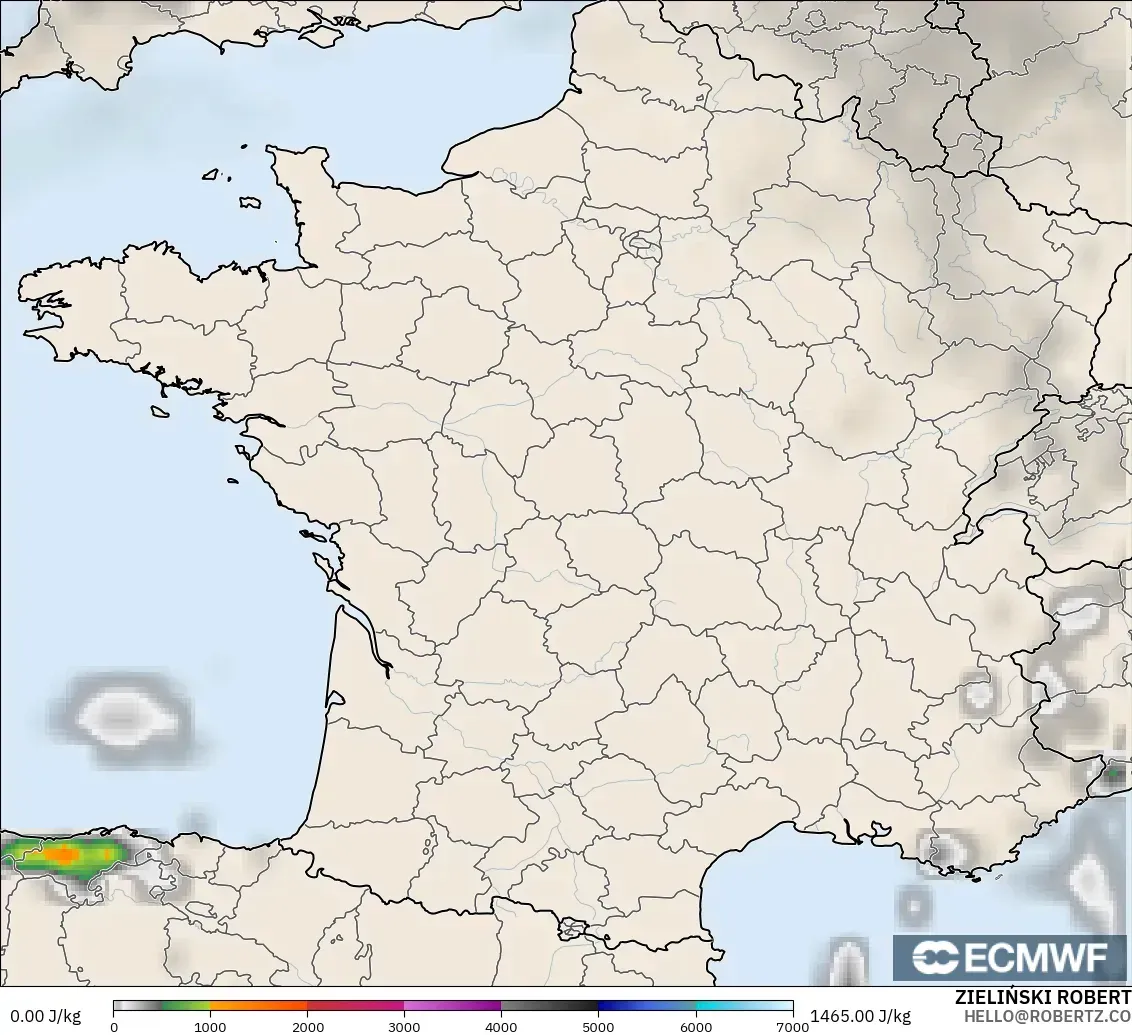 ECMWF IFS 0.25° model - Fransa, CAPE