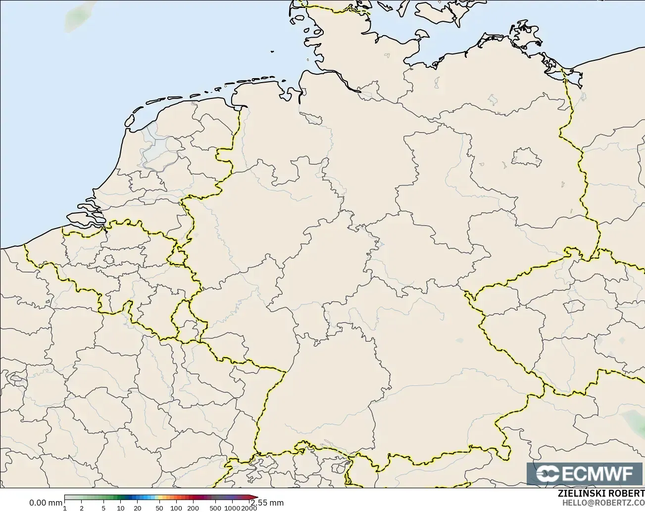ECMWF IFS 0.25° model - Almanya, Yağış Birikimi