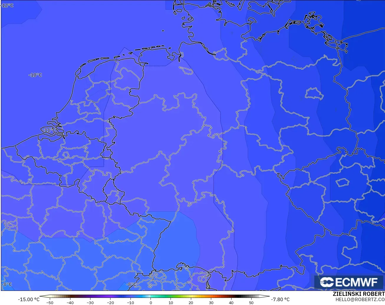 ECMWF IFS 0.25° model - Almanya, 500 hPa Sıcaklık