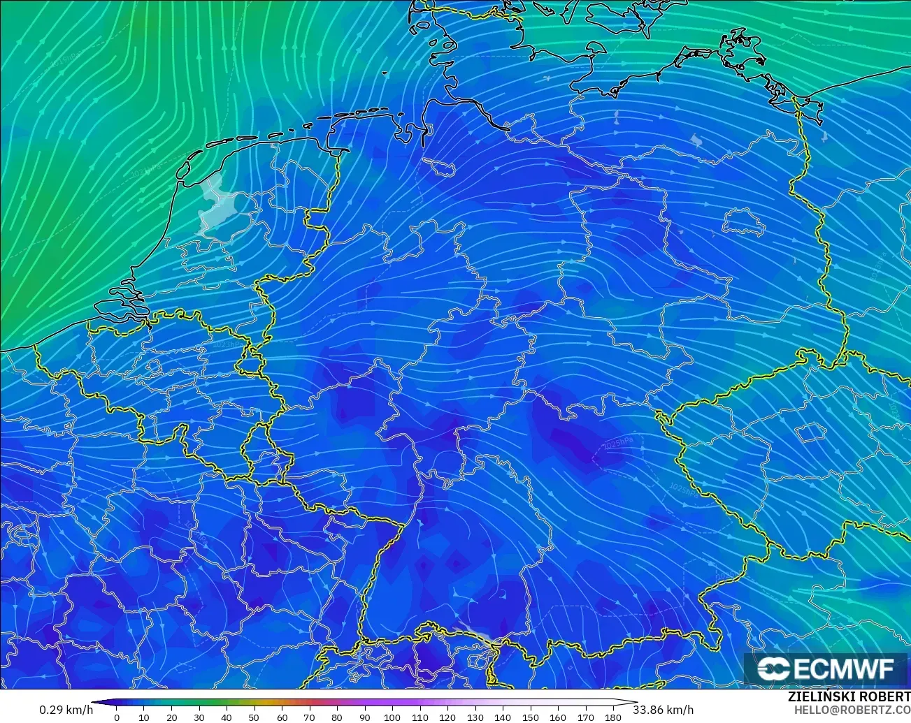 ECMWF IFS 0.25° model - Almanya, 10 m Rüzgâr
