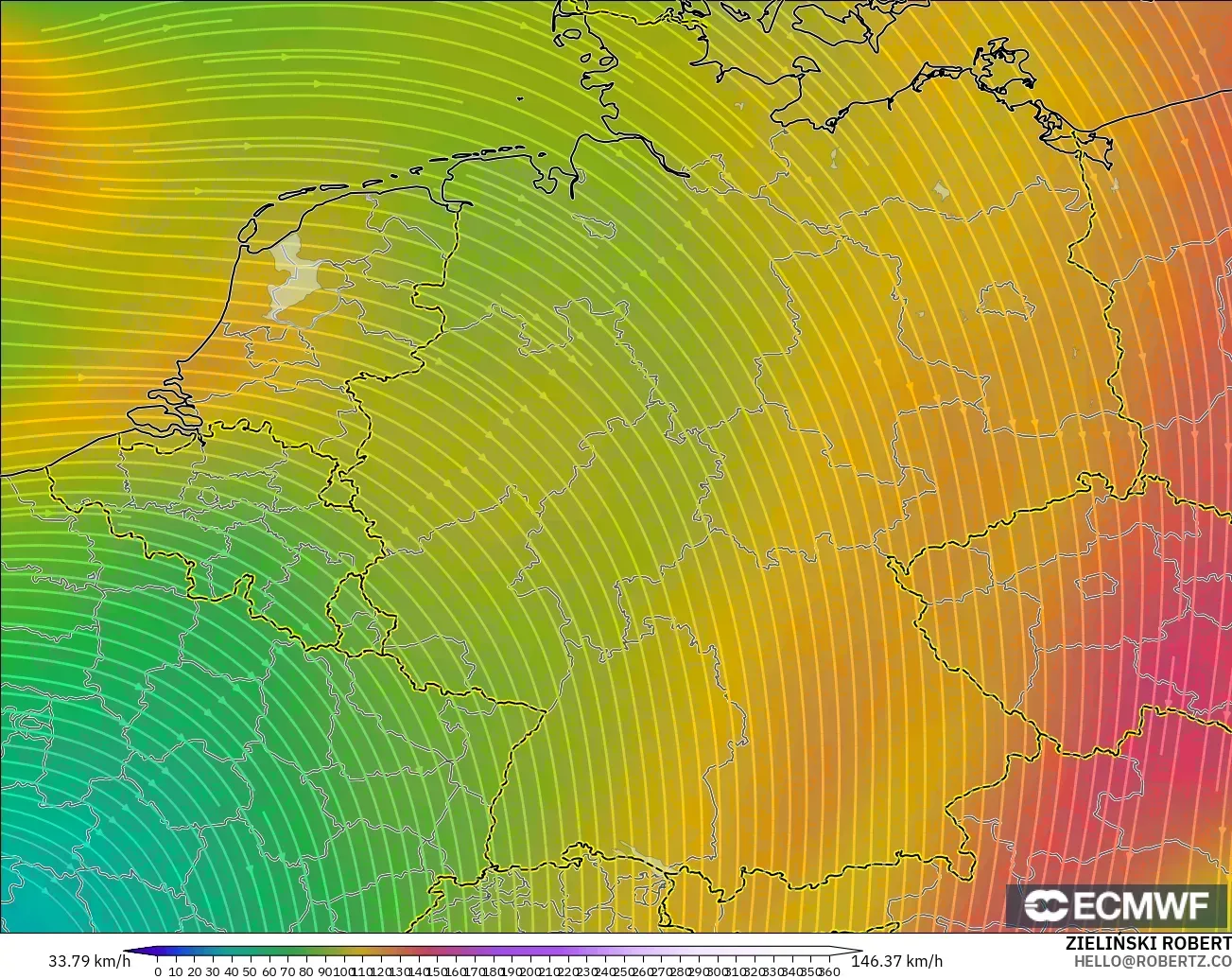 ECMWF IFS 0.25° model - Almanya, 300 hPa Rüzgârı (jet)