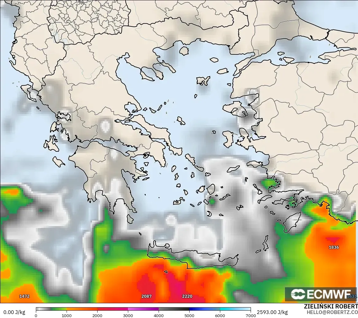 ECMWF IFS 0.25° model - Yunanistan, CAPE