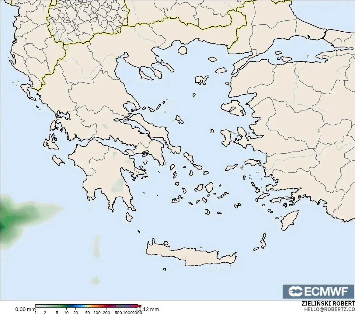 ECMWF IFS 0.25° model - Yunanistan, Yağış Birikimi