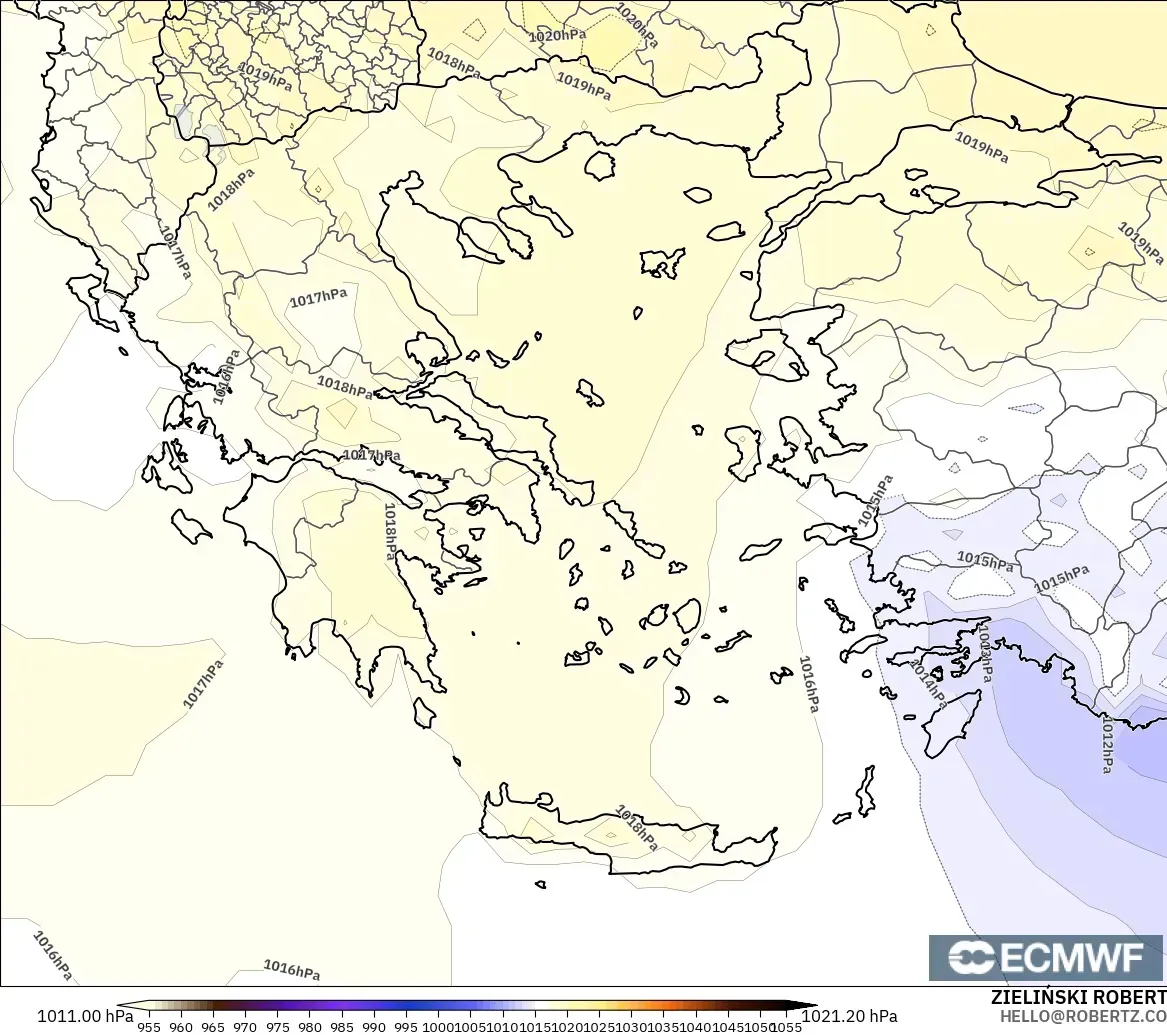 ECMWF IFS 0.25° model - Yunanistan, Basınç