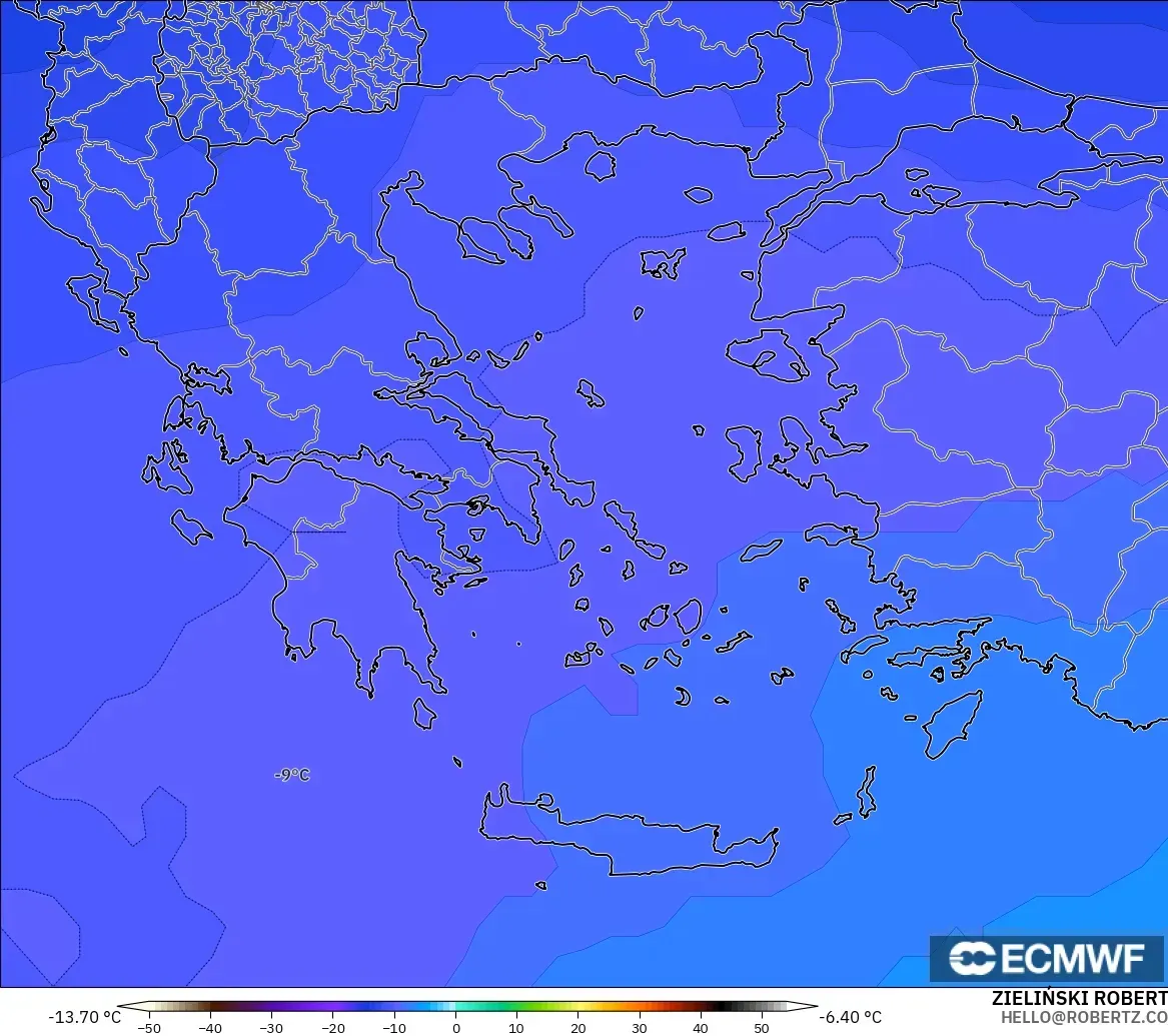ECMWF IFS 0.25° model - Yunanistan, 500 hPa Sıcaklık