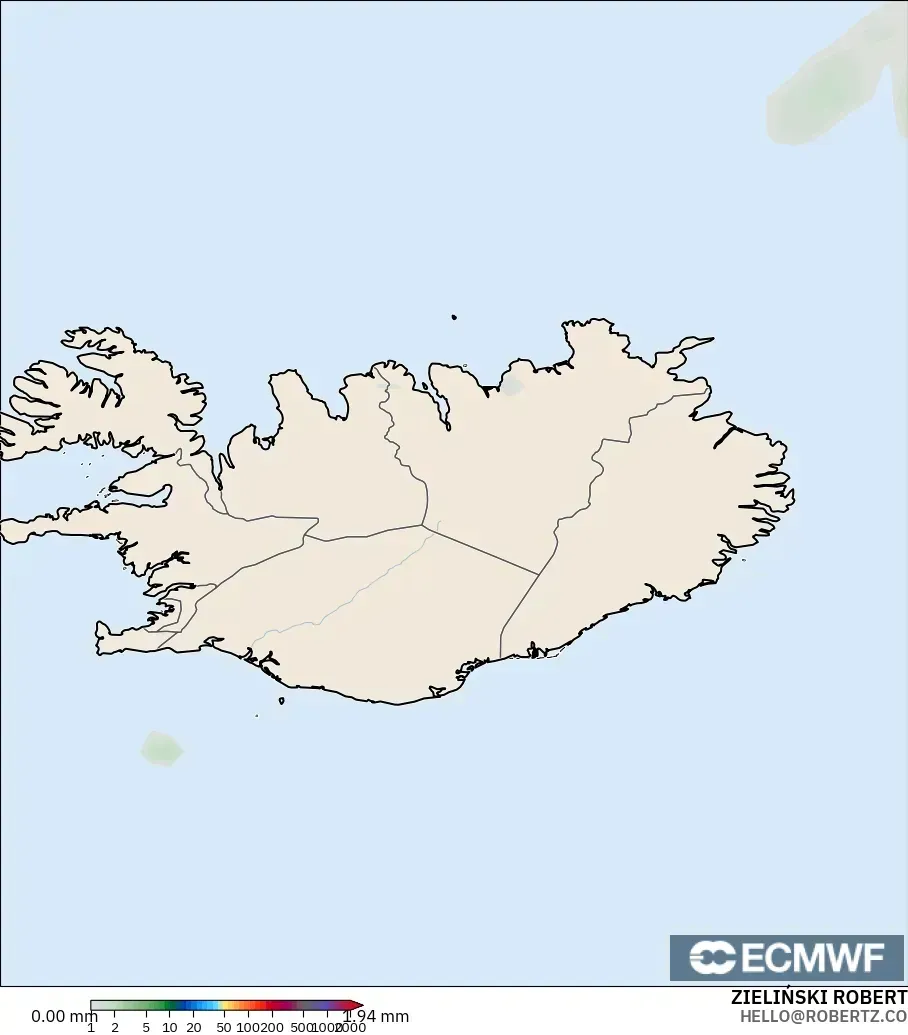 ECMWF IFS 0.25° model - İzlanda, Yağış Birikimi