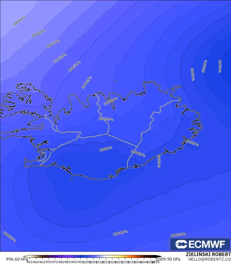 ECMWF IFS 0.25° model - İzlanda, Basınç